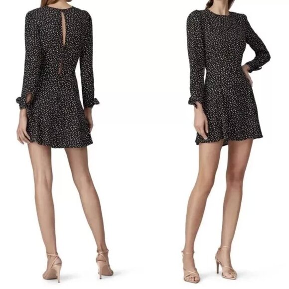Reformation Dresses & Skirts - Reformation Long Sleeve Samantha Black Multicolor Mini Dot Dress Size 6